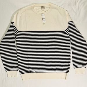 J.Crew Men's Cotton Garter-Stitch Crewneck Sweater in Stripe Large NWT